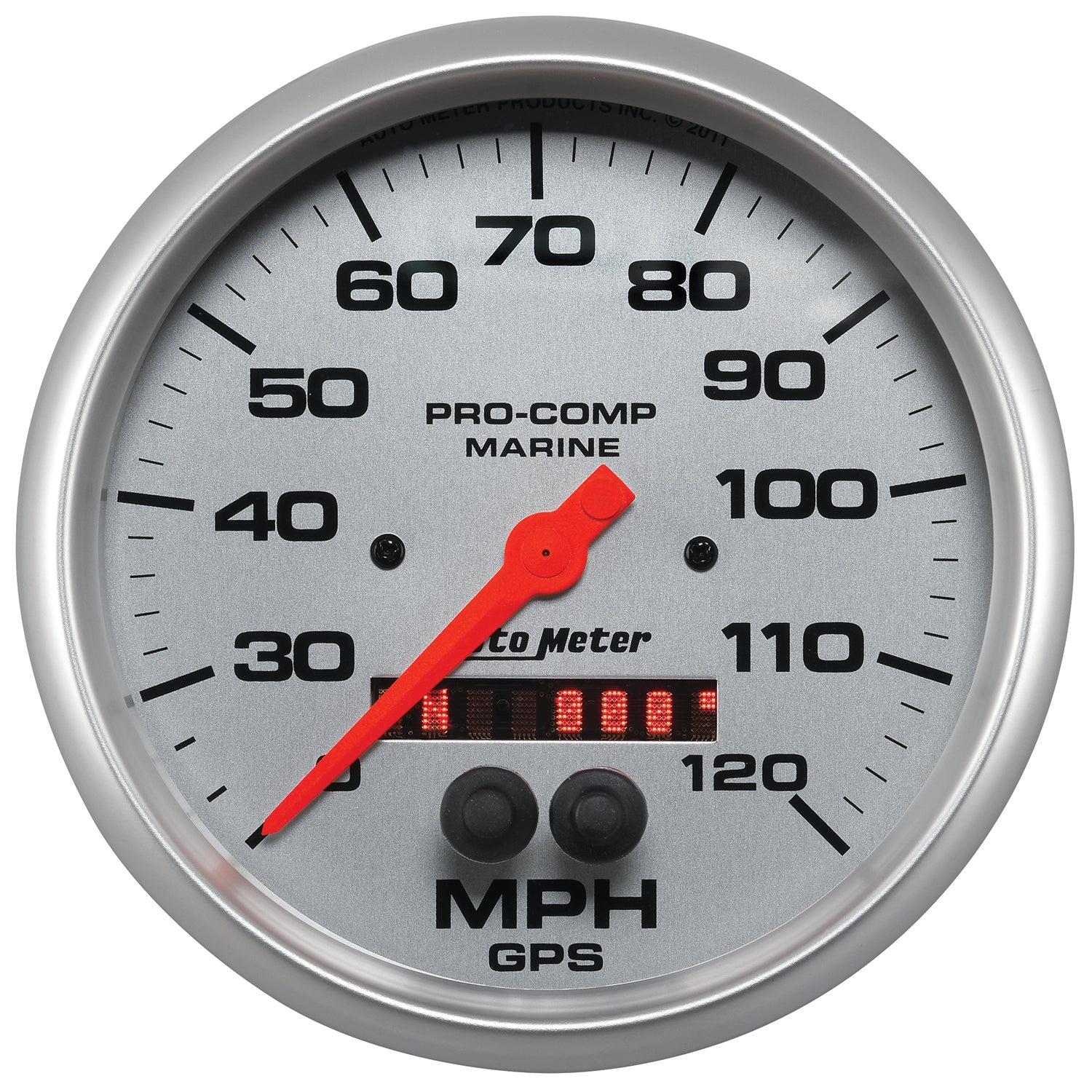 AutoMeter 200646-33 - GAUGE, SPEEDOMETER, 5", 120MPH, GPS, MARINE SILVER 3