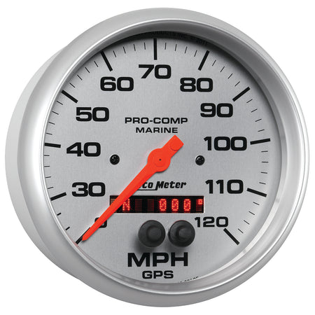 AutoMeter 200646-33 - GAUGE, SPEEDOMETER, 5", 120MPH, GPS, MARINE SILVER 5