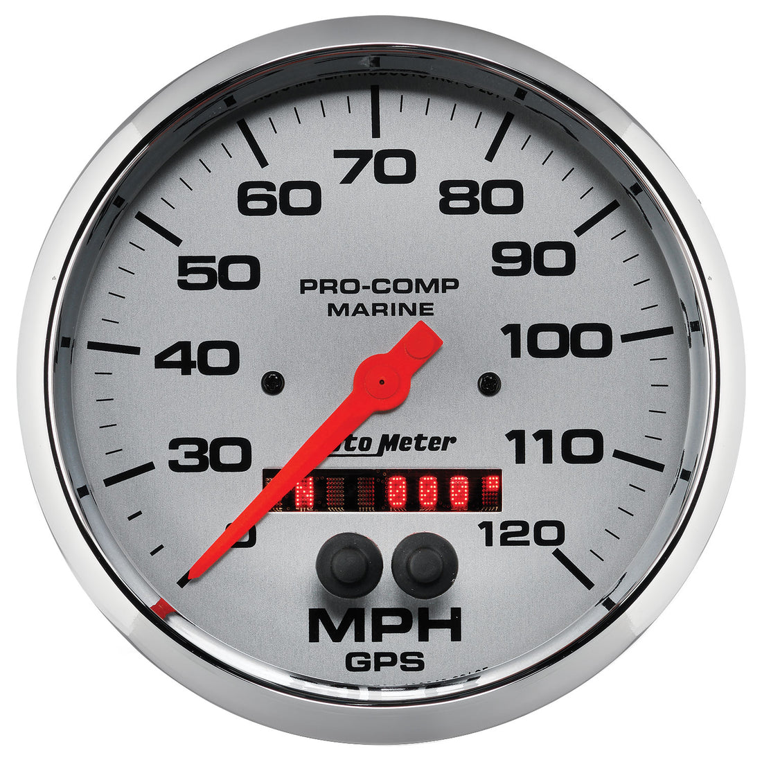 AutoMeter 200646-35 - GAUGE, SPEEDOMETER, 5", 120MPH, GPS, MARINE CHROME