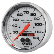 AutoMeter 200646-35 - GAUGE, SPEEDOMETER, 5", 120MPH, GPS, MARINE CHROME