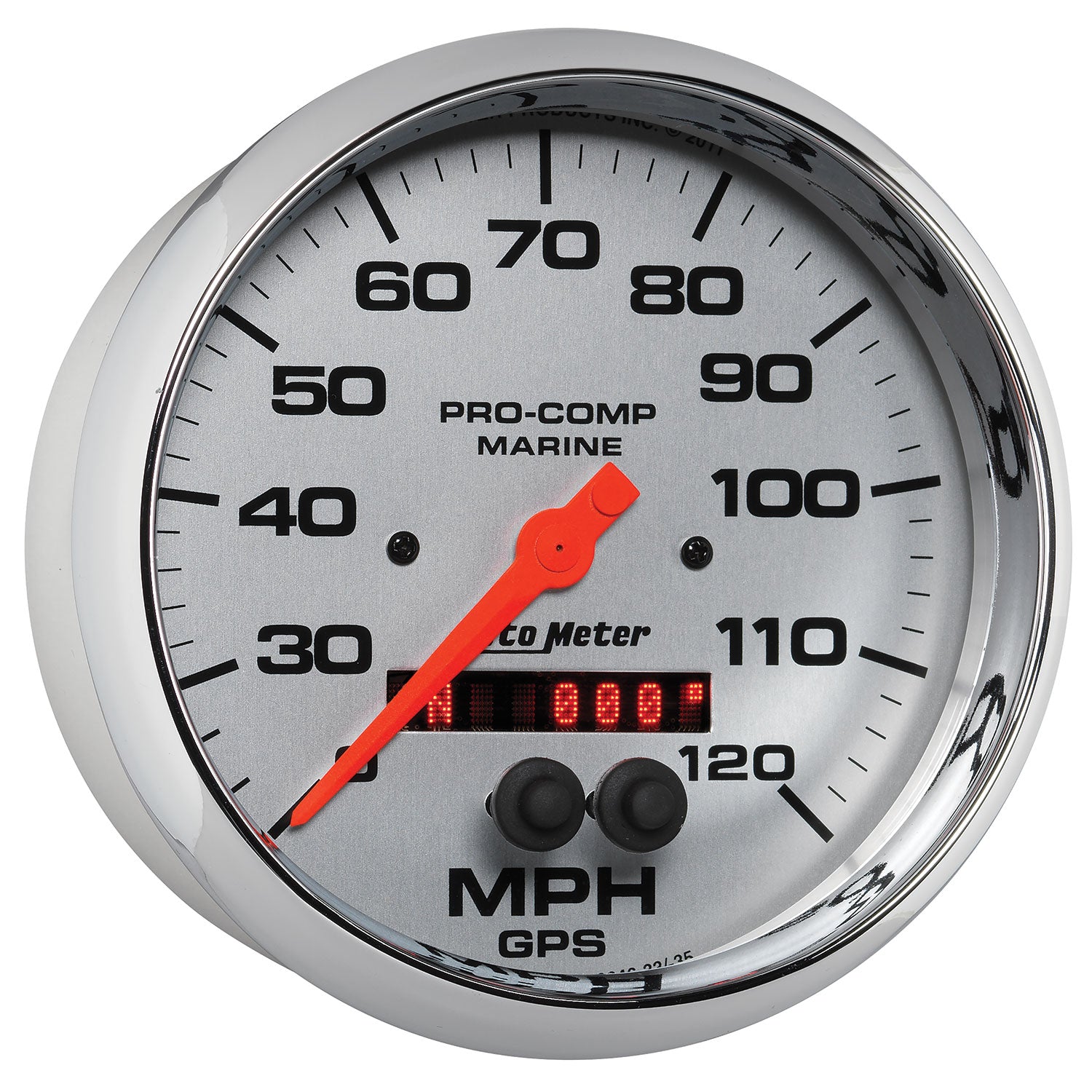 AutoMeter 200646-35 - GAUGE, SPEEDOMETER, 5", 120MPH, GPS, MARINE CHROME