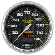 AutoMeter 200646-40 - GAUGE, SPEEDOMETER, 5", 120MPH, GPS, MARINE CARBON FIBER