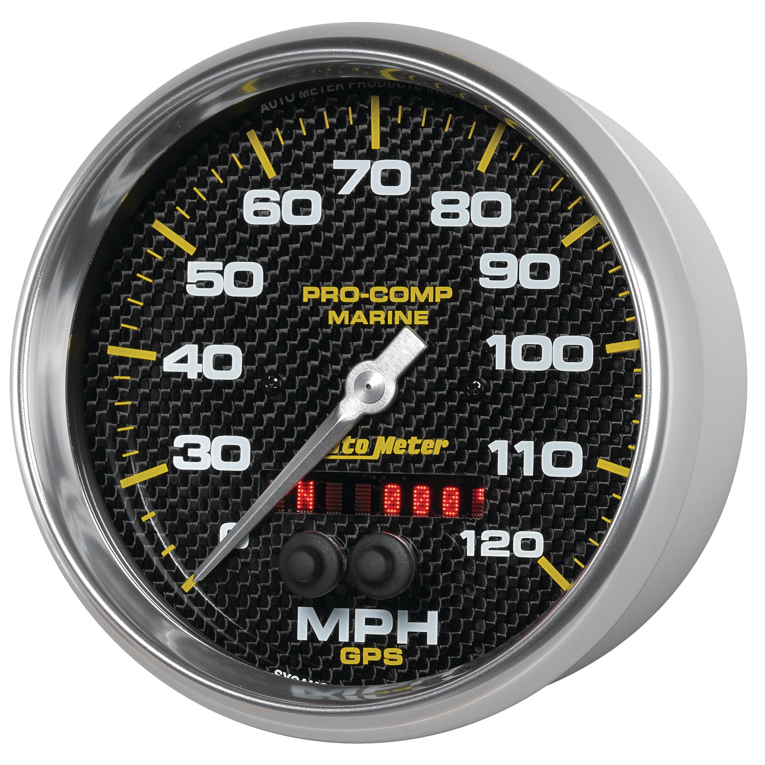 AutoMeter 200646-40 - GAUGE, SPEEDOMETER, 5", 120MPH, GPS, MARINE CARBON FIBER