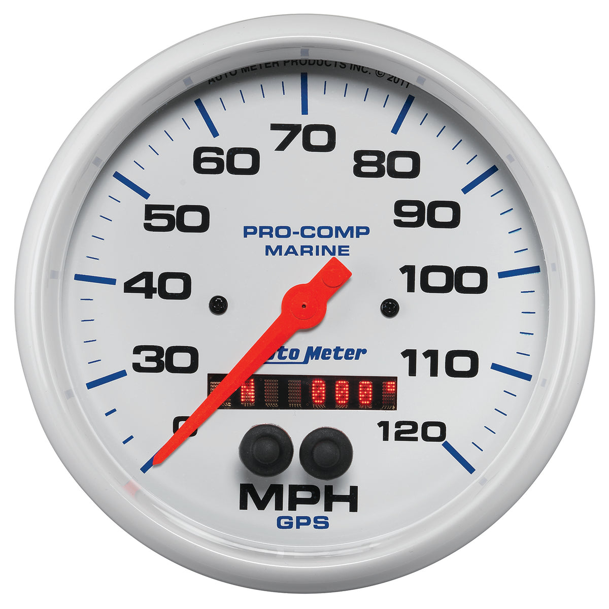 AutoMeter 200646 - GAUGE, SPEEDOMETER, 5", 120MPH, GPS, MARINE WHITE 3