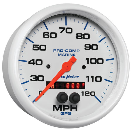 AutoMeter 200646 - GAUGE, SPEEDOMETER, 5", 120MPH, GPS, MARINE WHITE 5