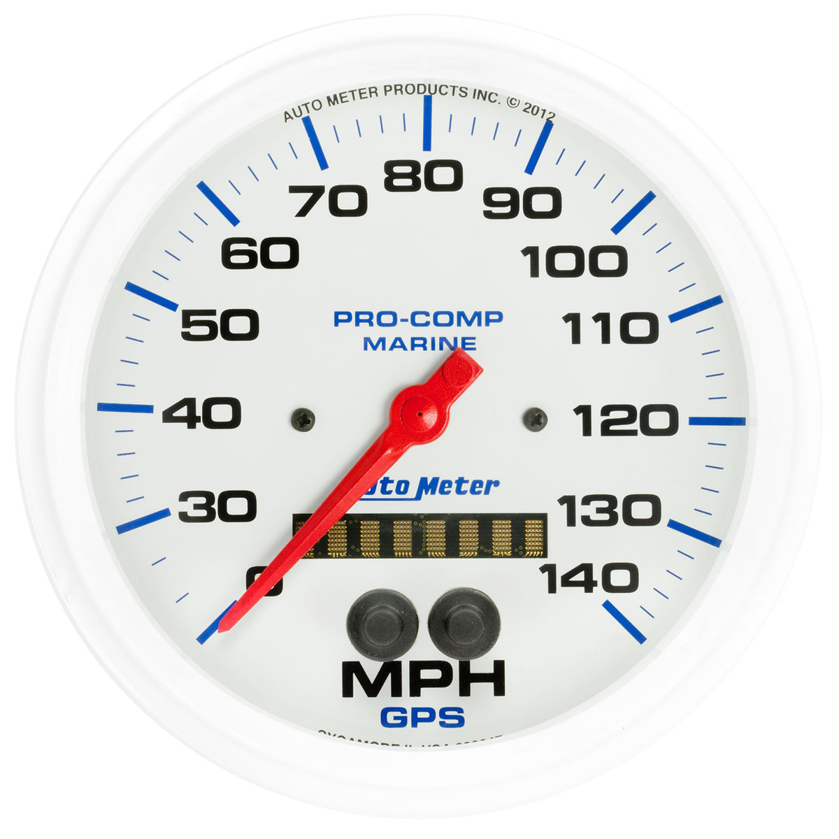 AutoMeter 200647 - GAUGE, SPEEDOMETER, 5", 140MPH, GPS, MARINE WHITE 3