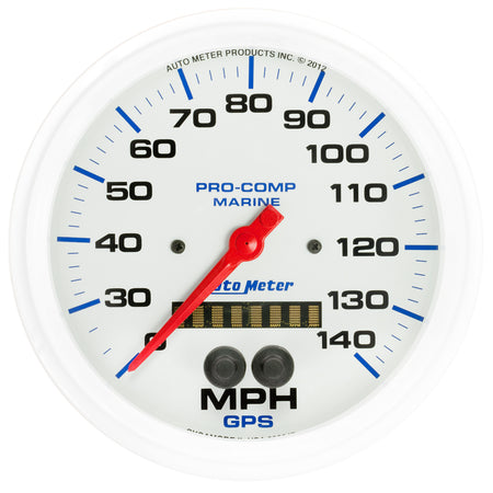 AutoMeter 200647 - GAUGE, SPEEDOMETER, 5", 140MPH, GPS, MARINE WHITE 3