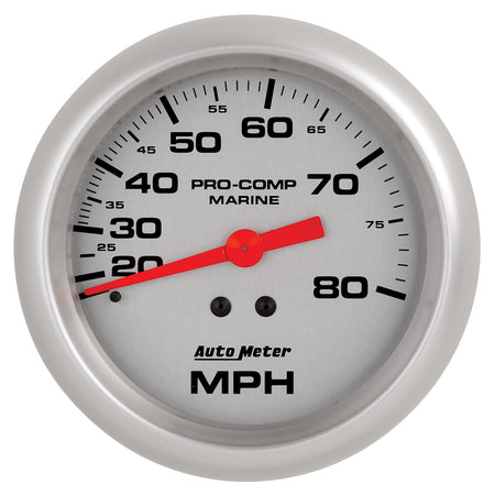 AutoMeter 200753-33 - GAUGE, SPEEDOMETER, 3 3/8", 80MPH, MECHANICAL, MARINE SILVER 3