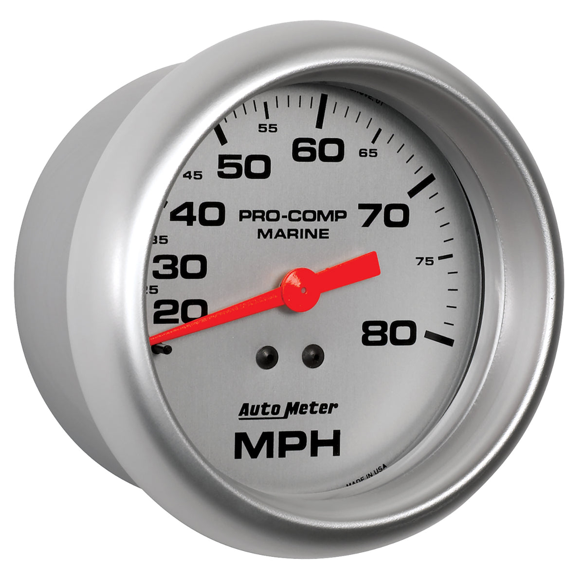 AutoMeter 200753-33 - GAUGE, SPEEDOMETER, 3 3/8", 80MPH, MECHANICAL, MARINE SILVER 5