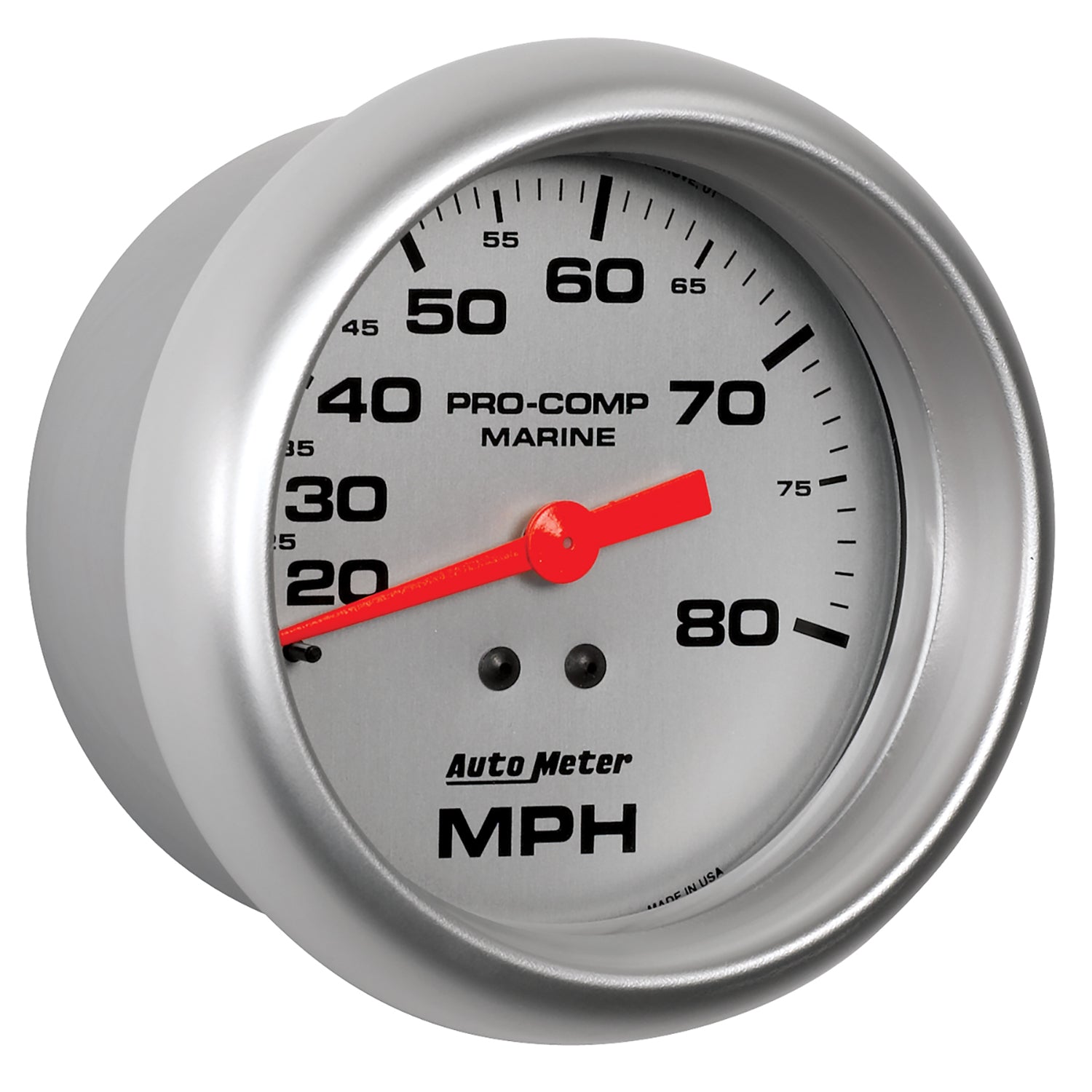 AutoMeter 200753-33 - GAUGE, SPEEDOMETER, 3 3/8", 80MPH, MECHANICAL, MARINE SILVER 5