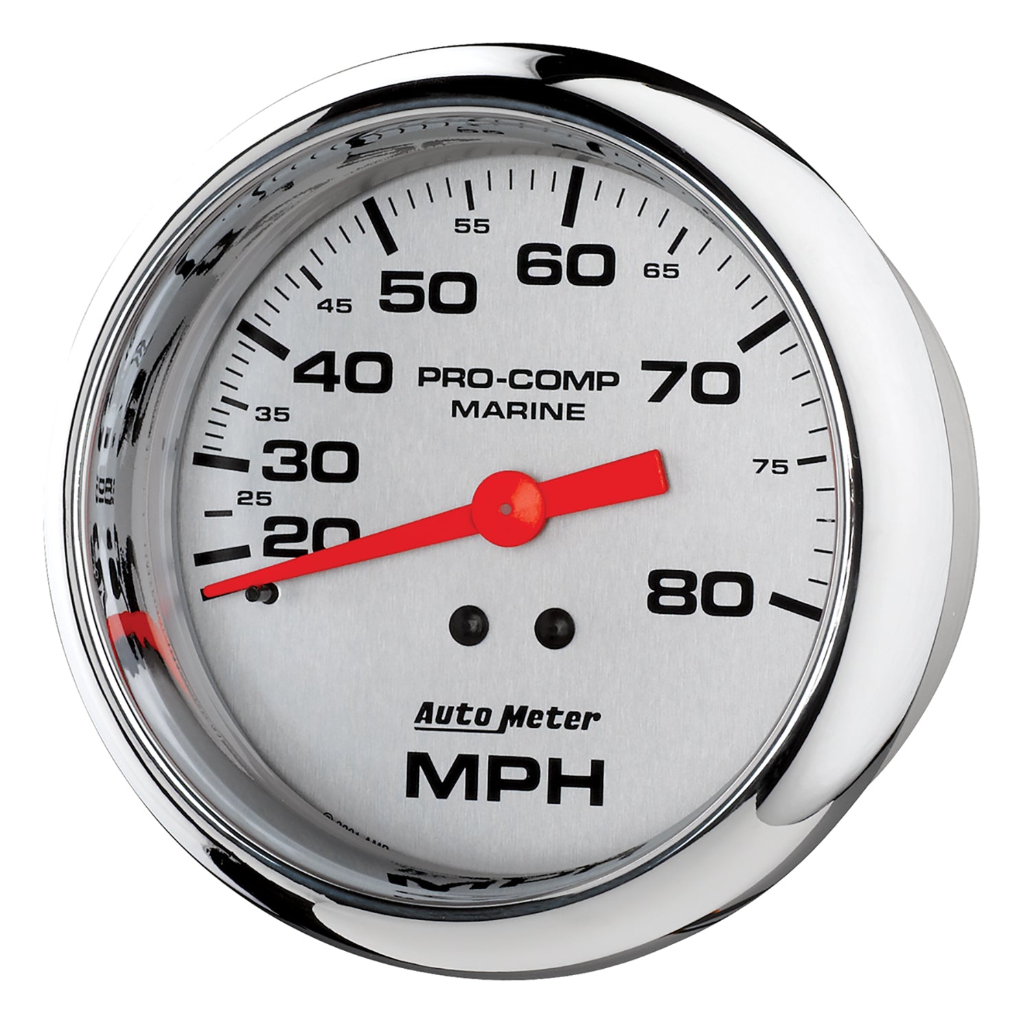 AutoMeter 200753-35 - GAUGE, SPEEDOMETER, 3 3/8", 80MPH, MECHANICAL, MARINE CHROME 1