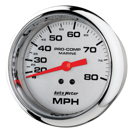 AutoMeter 200753-35 - GAUGE, SPEEDOMETER, 3 3/8", 80MPH, MECHANICAL, MARINE CHROME 1