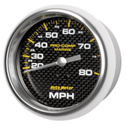 AutoMeter 200753-40 - GAUGE, SPEEDOMETER, 3 3/8", 80MPH, MECHANICAL, MARINE CARBON FIBER