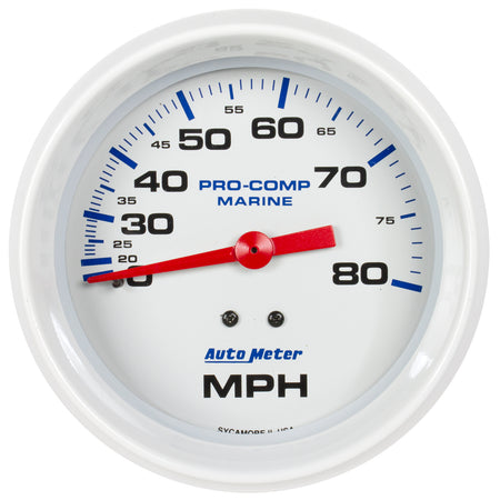 AutoMeter 200753 - GAUGE, SPEEDOMETER, 3 3/8", 80MPH, MECHANICAL, MARINE WHITE 3