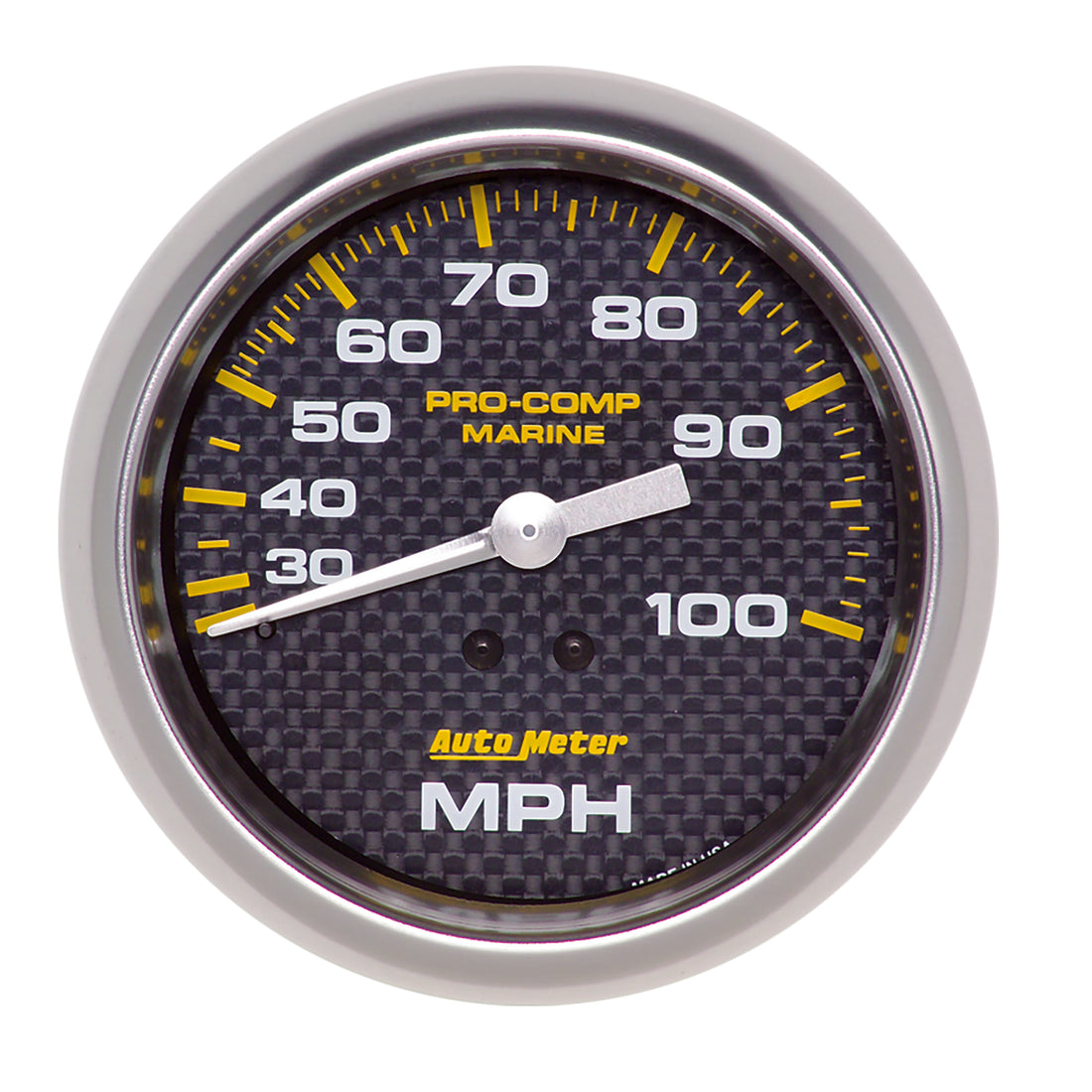AutoMeter 200754-40 - GAUGE, SPEEDOMETER, 3 3/8", 100MPH, MECHANICAL, MARINE CARBON FIBER 3