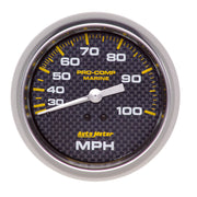 AutoMeter 200754-40 - GAUGE, SPEEDOMETER, 3 3/8", 100MPH, MECHANICAL, MARINE CARBON FIBER 3