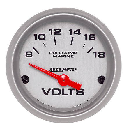 AutoMeter 200756-33 - GAUGE, VOLTMETER, 2 1/16", 18V, ELECTRIC, MARINE SILVER 3
