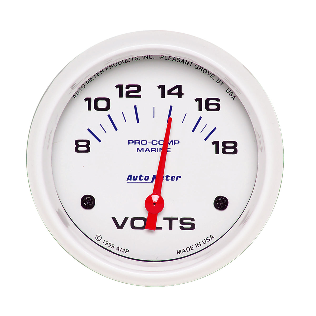 AutoMeter 200757 - GAUGE, VOLTMETER, 2 5/8", 18V, ELECTRIC, MARINE WHITE 3