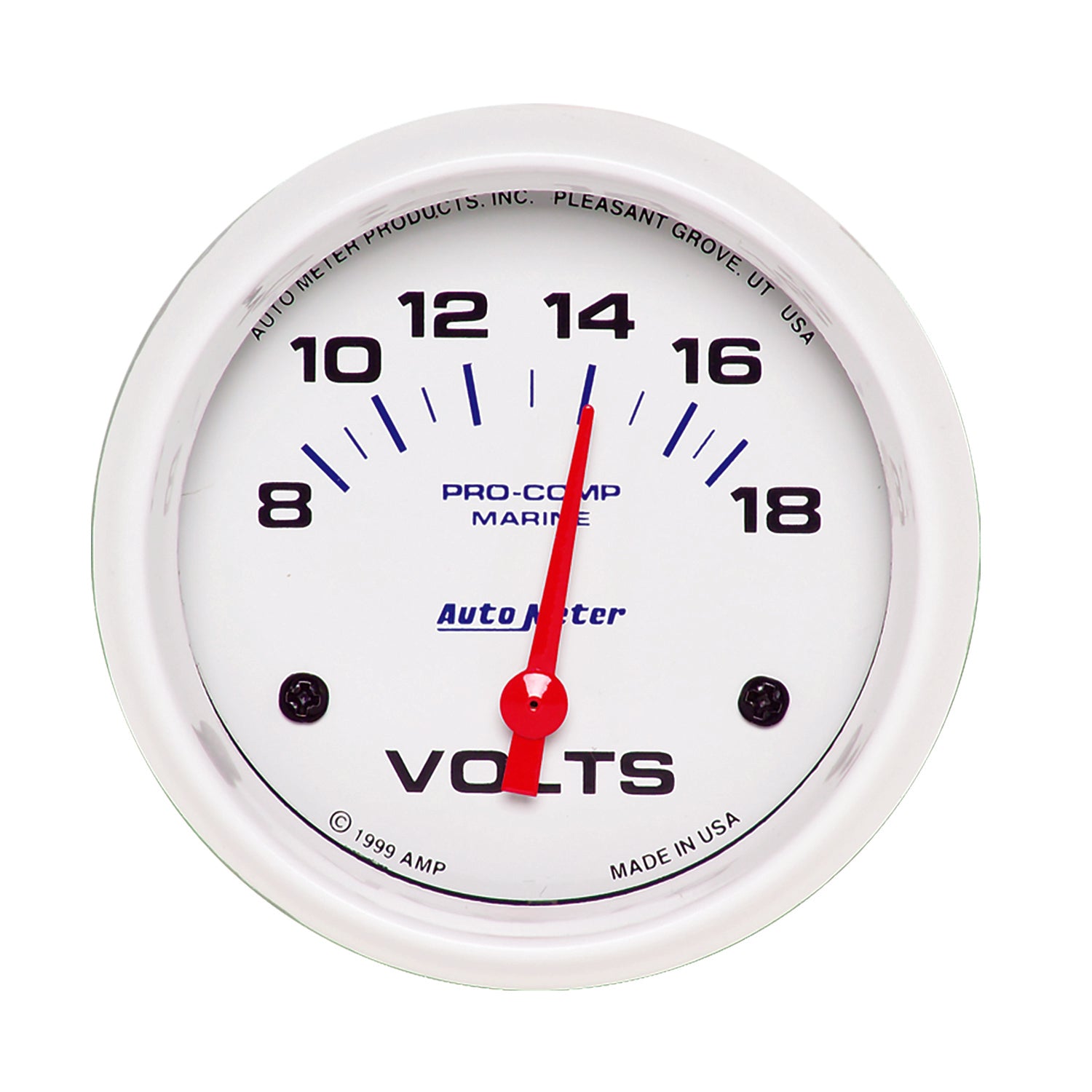 AutoMeter 200757 - GAUGE, VOLTMETER, 2 5/8", 18V, ELECTRIC, MARINE WHITE 3