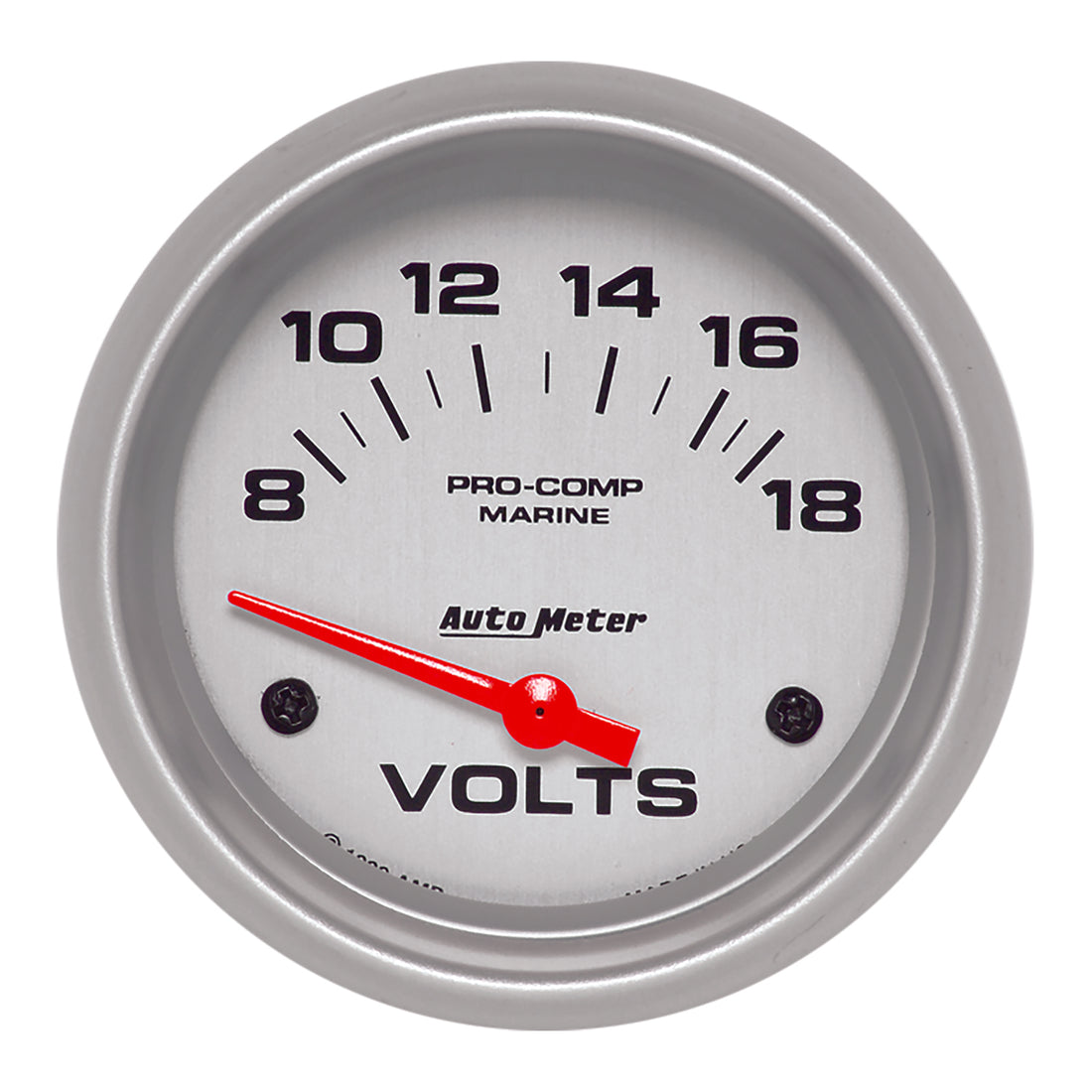 AutoMeter 200757-33 - GAUGE, VOLTMETER, 2 5/8", 18V, ELECTRIC, MARINE SILVER 3