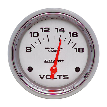 AutoMeter 200757-35 - GAUGE, VOLTMETER, 2 5/8", 18V, ELECTRIC, MARINE CHROME 5
