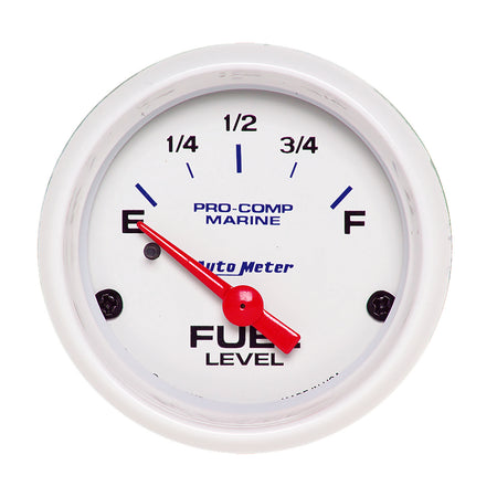 AutoMeter 200760 - GAUGE, FUEL LEVEL, 2 1/16", 240OE TO 33OF, ELEC, MARINE WHITE 5