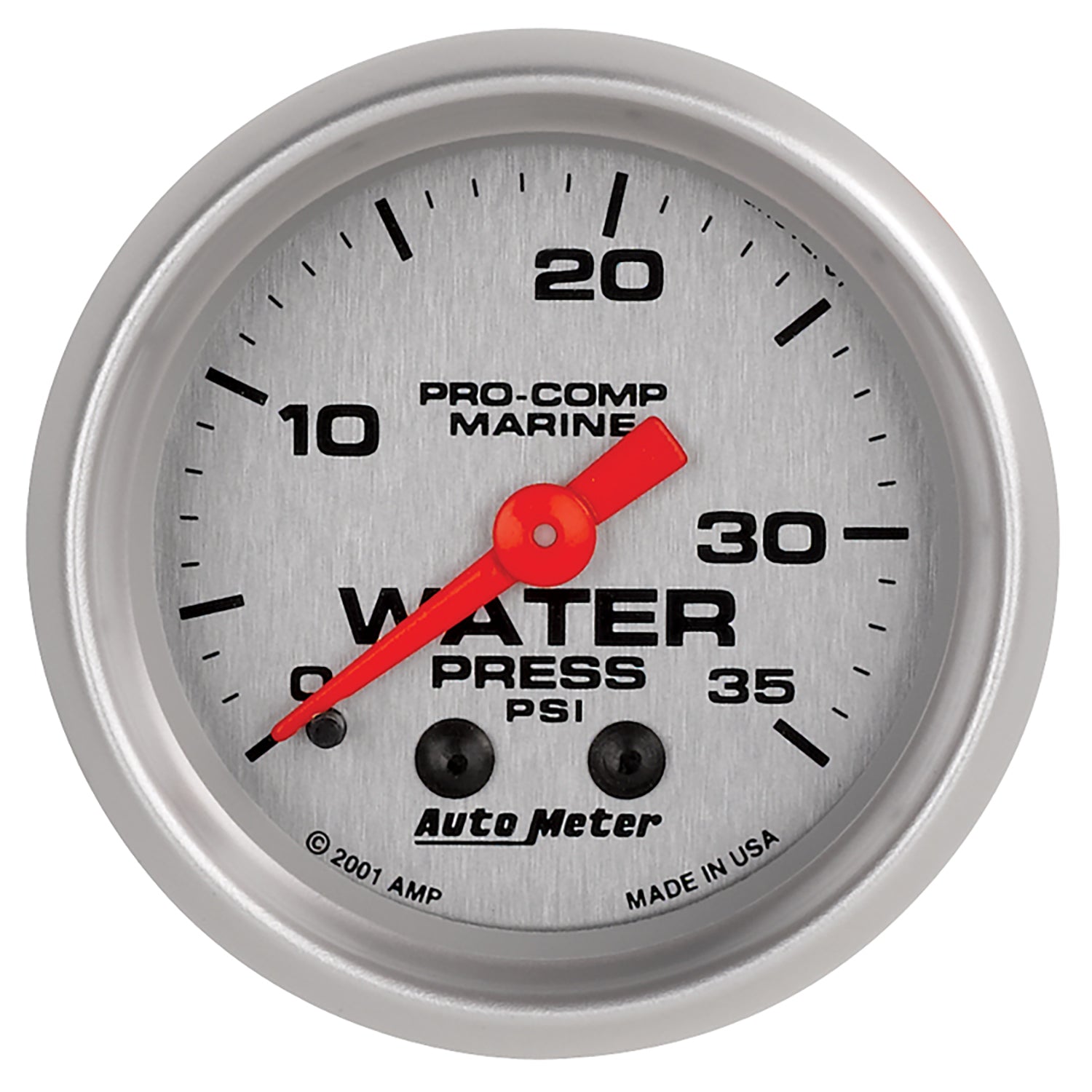 AutoMeter 200772-33 - GAUGE, WATER PRESS, 2 1/16", 35PSI, MECHANICAL, MARINE SILVER 3