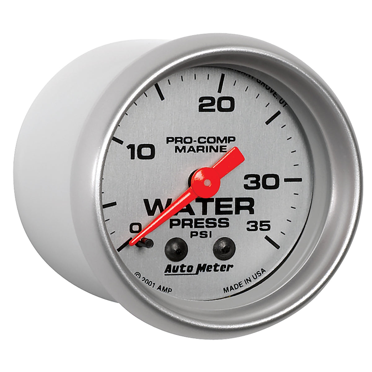AutoMeter 200772-33 - GAUGE, WATER PRESS, 2 1/16", 35PSI, MECHANICAL, MARINE SILVER 5