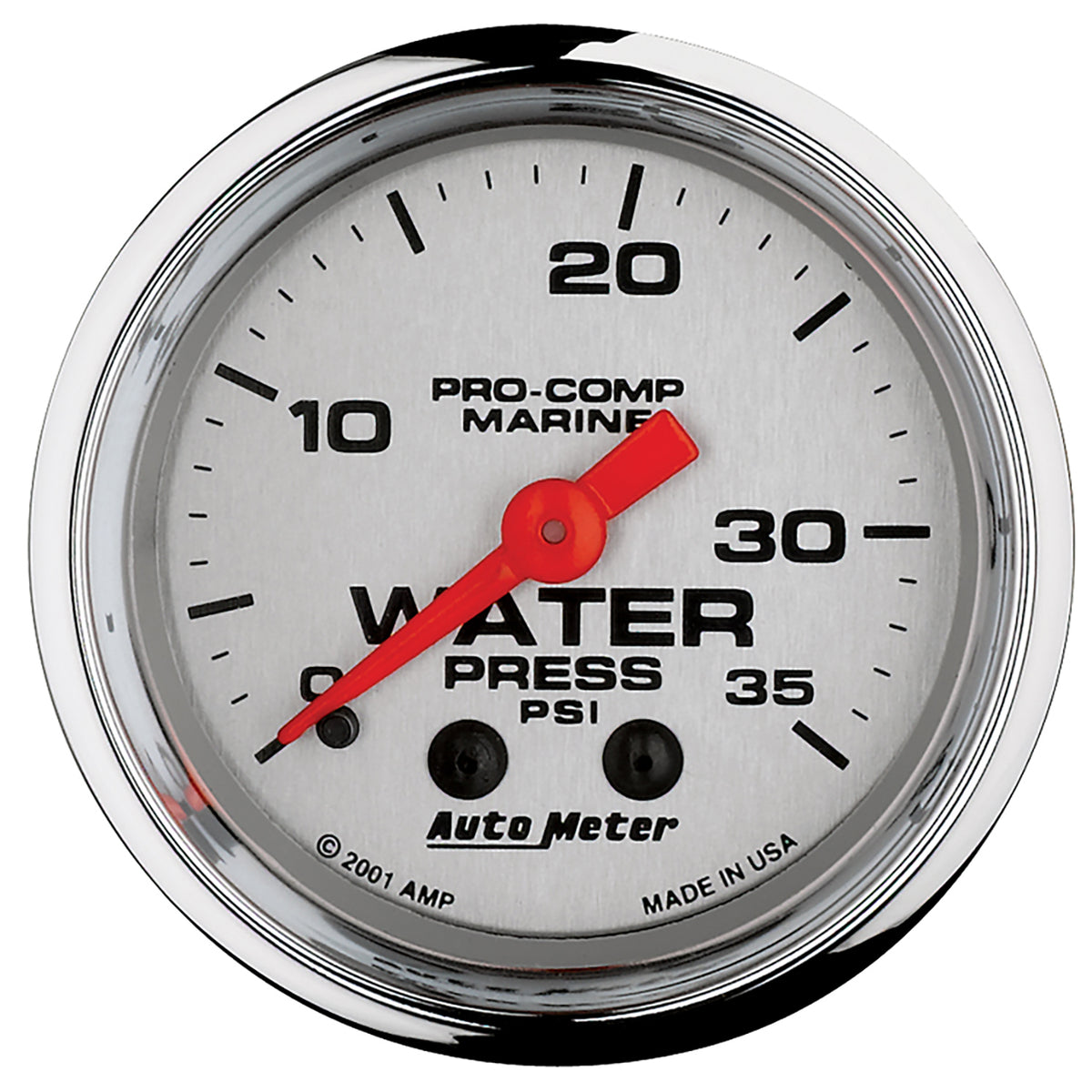 AutoMeter 200772-35 - GAUGE, WATER PRESS, 2 1/16", 35PSI, MECHANICAL, MARINE CHROME 3