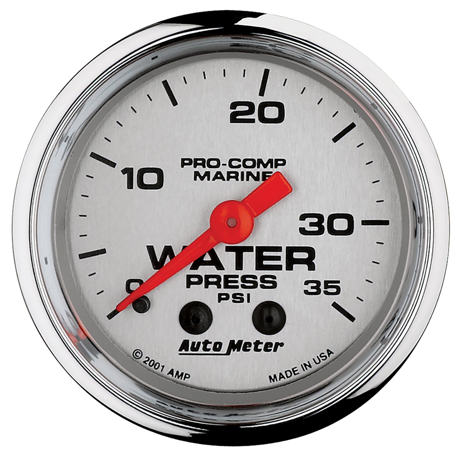 AutoMeter 200772-35 - GAUGE, WATER PRESS, 2 1/16", 35PSI, MECHANICAL, MARINE CHROME 3