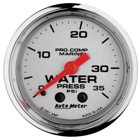 AutoMeter 200772-35 - GAUGE, WATER PRESS, 2 1/16", 35PSI, MECHANICAL, MARINE CHROME 3