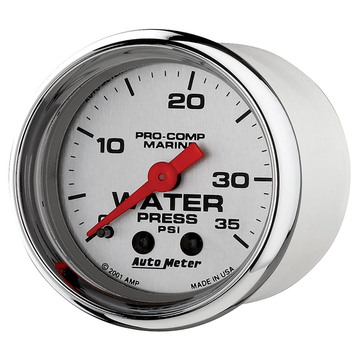 AutoMeter 200772-35 - GAUGE, WATER PRESS, 2 1/16", 35PSI, MECHANICAL, MARINE CHROME 4