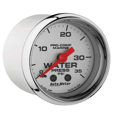AutoMeter 200772-35 - GAUGE, WATER PRESS, 2 1/16", 35PSI, MECHANICAL, MARINE CHROME 5