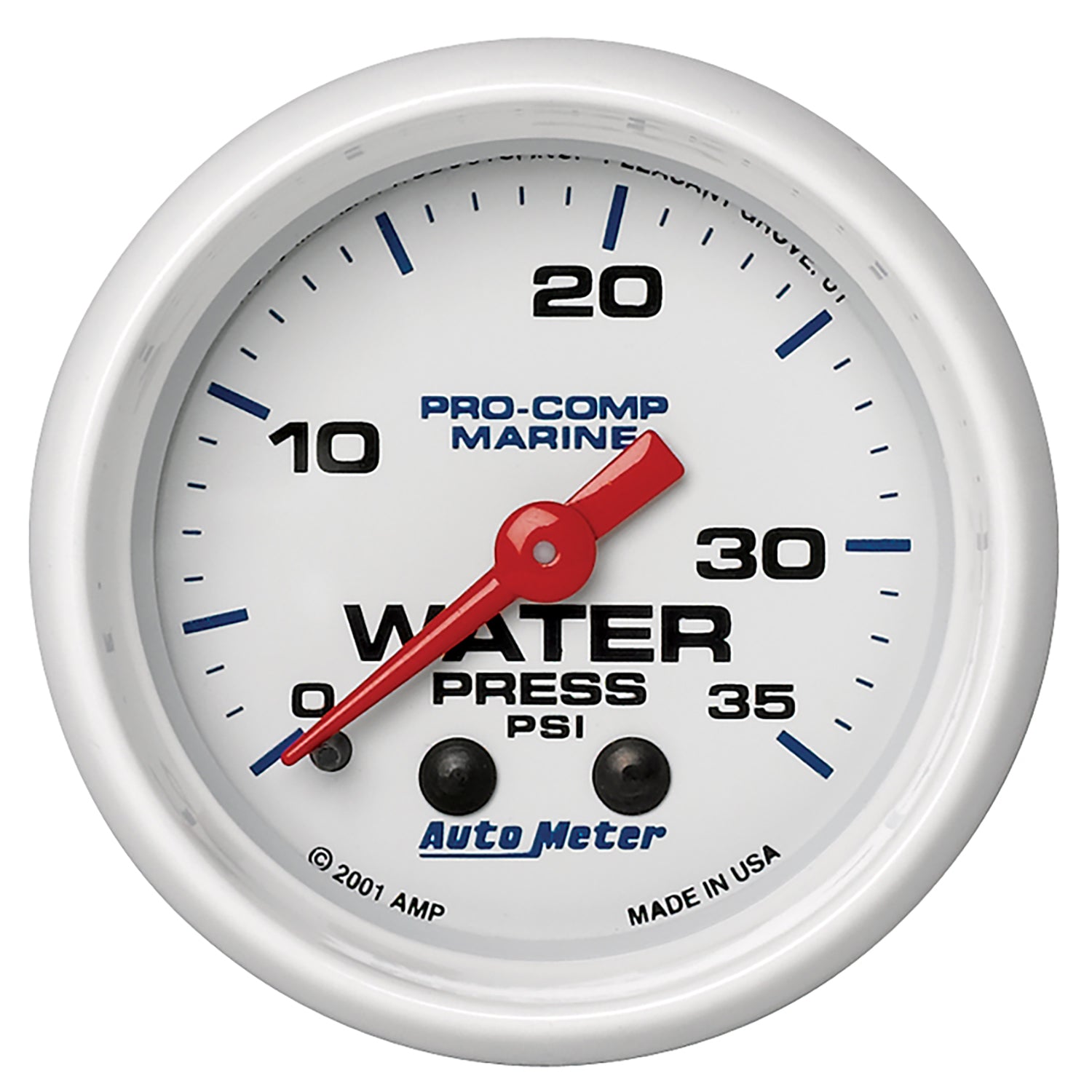 AutoMeter 200772 - GAUGE, WATER PRESS, 2 1/16", 35PSI, MECHANICAL, MARINE WHITE 3