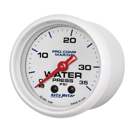 AutoMeter 200772 - GAUGE, WATER PRESS, 2 1/16", 35PSI, MECHANICAL, MARINE WHITE 4