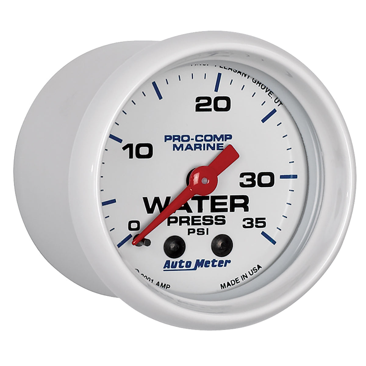AutoMeter 200772 - GAUGE, WATER PRESS, 2 1/16", 35PSI, MECHANICAL, MARINE WHITE 5