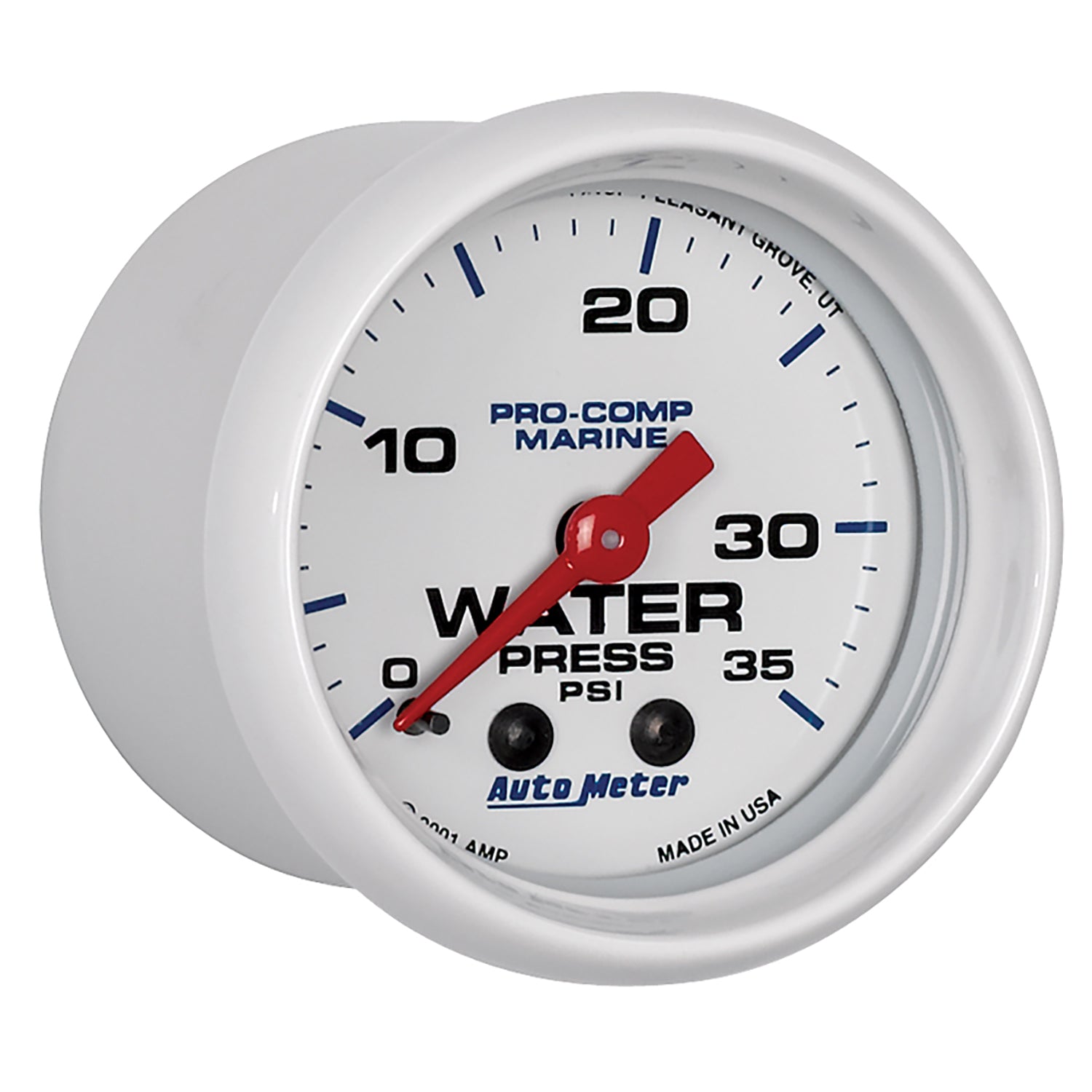 AutoMeter 200772 - GAUGE, WATER PRESS, 2 1/16", 35PSI, MECHANICAL, MARINE WHITE 5