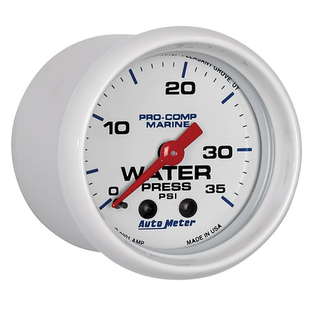 AutoMeter 200772 - GAUGE, WATER PRESS, 2 1/16", 35PSI, MECHANICAL, MARINE WHITE 5