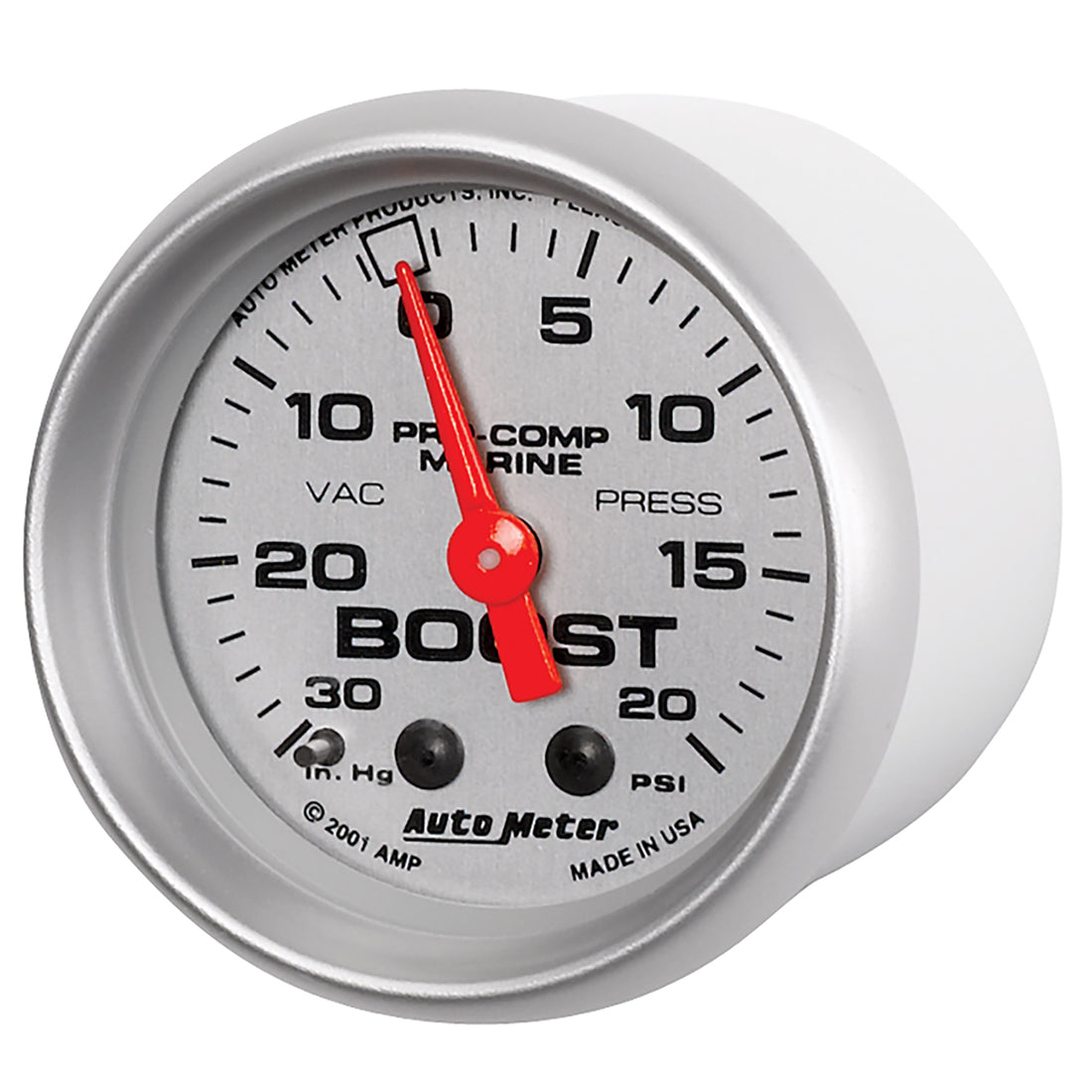 AutoMeter 200774-33 - GAUGE, VAC/BOOST, 2 1/16", 30INHG-20PSI, MECHANICAL, MARINE SILVER 4