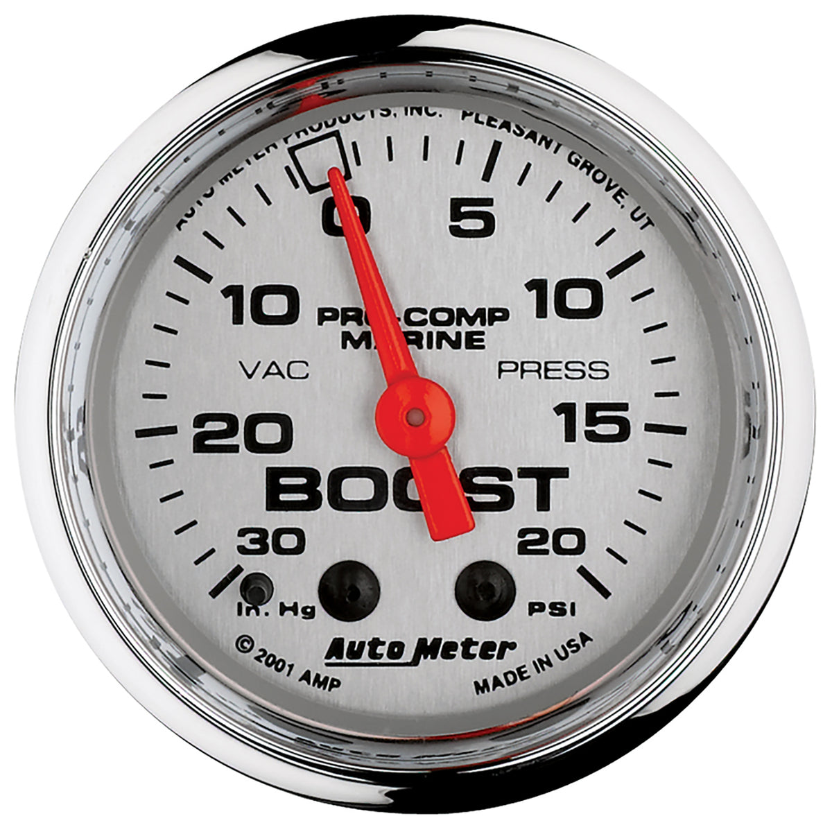 AutoMeter 200774-35 - GAUGE, VAC/BOOST, 2 1/16", 30INHG-20PSI, MECHANICAL, MARINE CHROME 3