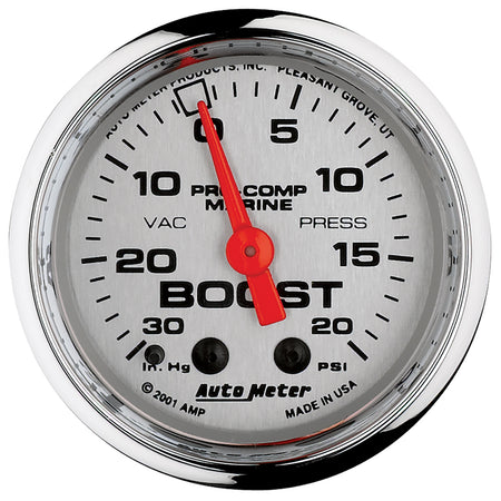 AutoMeter 200774-35 - GAUGE, VAC/BOOST, 2 1/16", 30INHG-20PSI, MECHANICAL, MARINE CHROME 3