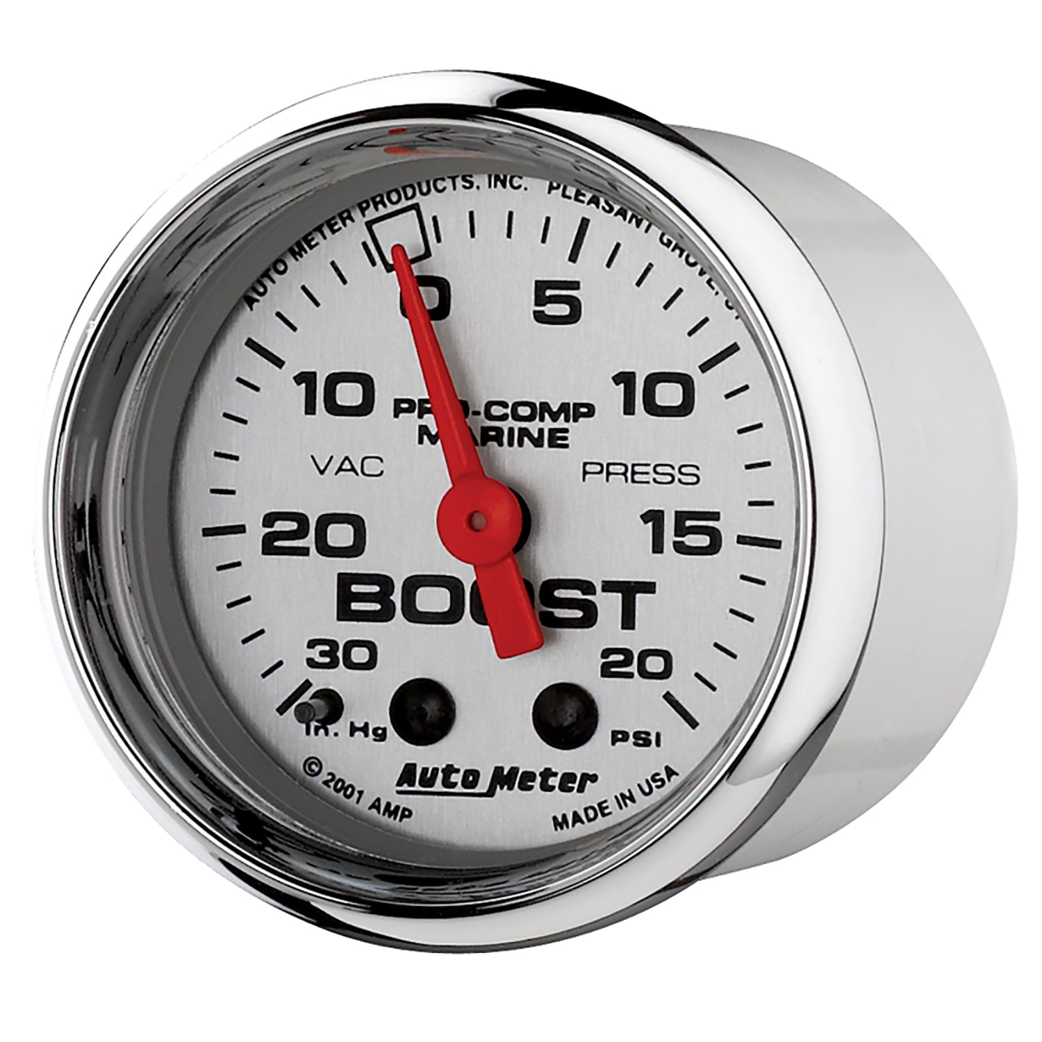 AutoMeter 200774-35 - GAUGE, VAC/BOOST, 2 1/16", 30INHG-20PSI, MECHANICAL, MARINE CHROME 4