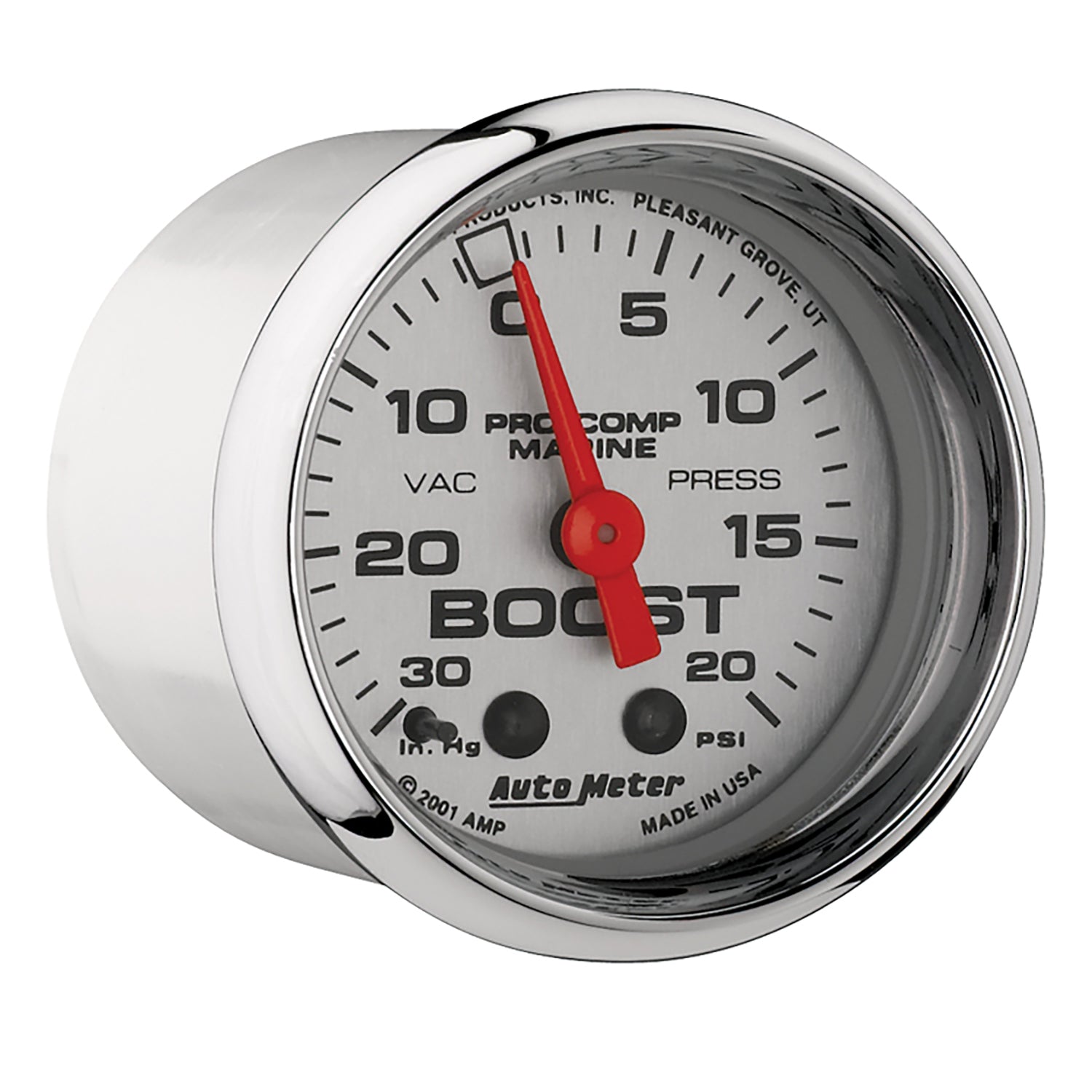 AutoMeter 200774-35 - GAUGE, VAC/BOOST, 2 1/16", 30INHG-20PSI, MECHANICAL, MARINE CHROME 5