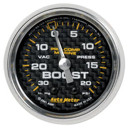 AutoMeter 200774-40 - GAUGE, VAC/BOOST, 2 1/16", 30INHG-20PSI, MECHANICAL, MARINE CARBON FIBER