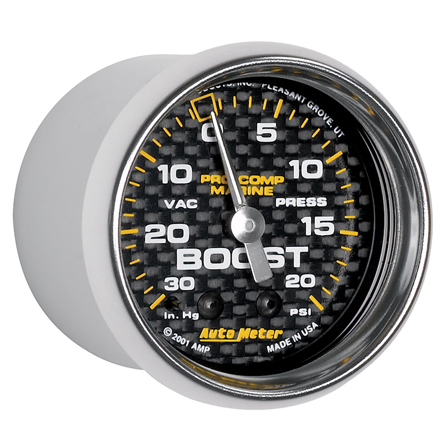 AutoMeter 200774-40 - GAUGE, VAC/BOOST, 2 1/16", 30INHG-20PSI, MECHANICAL, MARINE CARBON FIBER