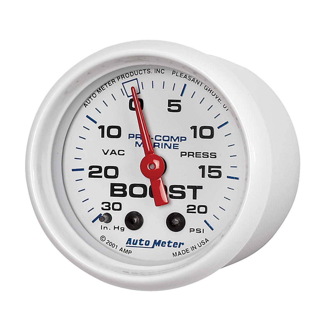 AutoMeter 200774 - GAUGE, VAC/BOOST, 2 1/16", 30INHG-20PSI, MECHANICAL, MARINE WHITE 4