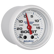 AutoMeter 200774 - GAUGE, VAC/BOOST, 2 1/16", 30INHG-20PSI, MECHANICAL, MARINE WHITE 5