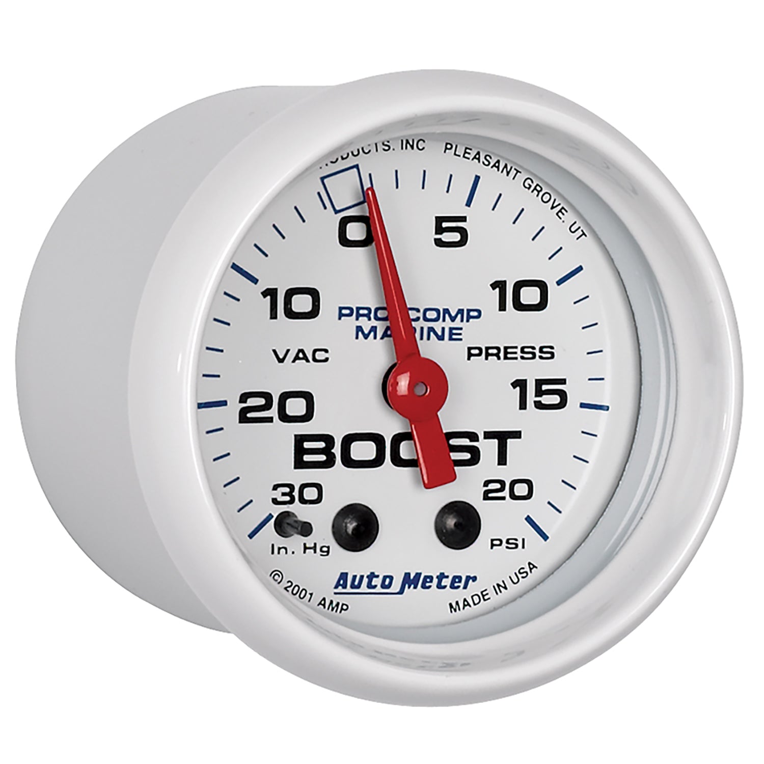 AutoMeter 200774 - GAUGE, VAC/BOOST, 2 1/16", 30INHG-20PSI, MECHANICAL, MARINE WHITE 5