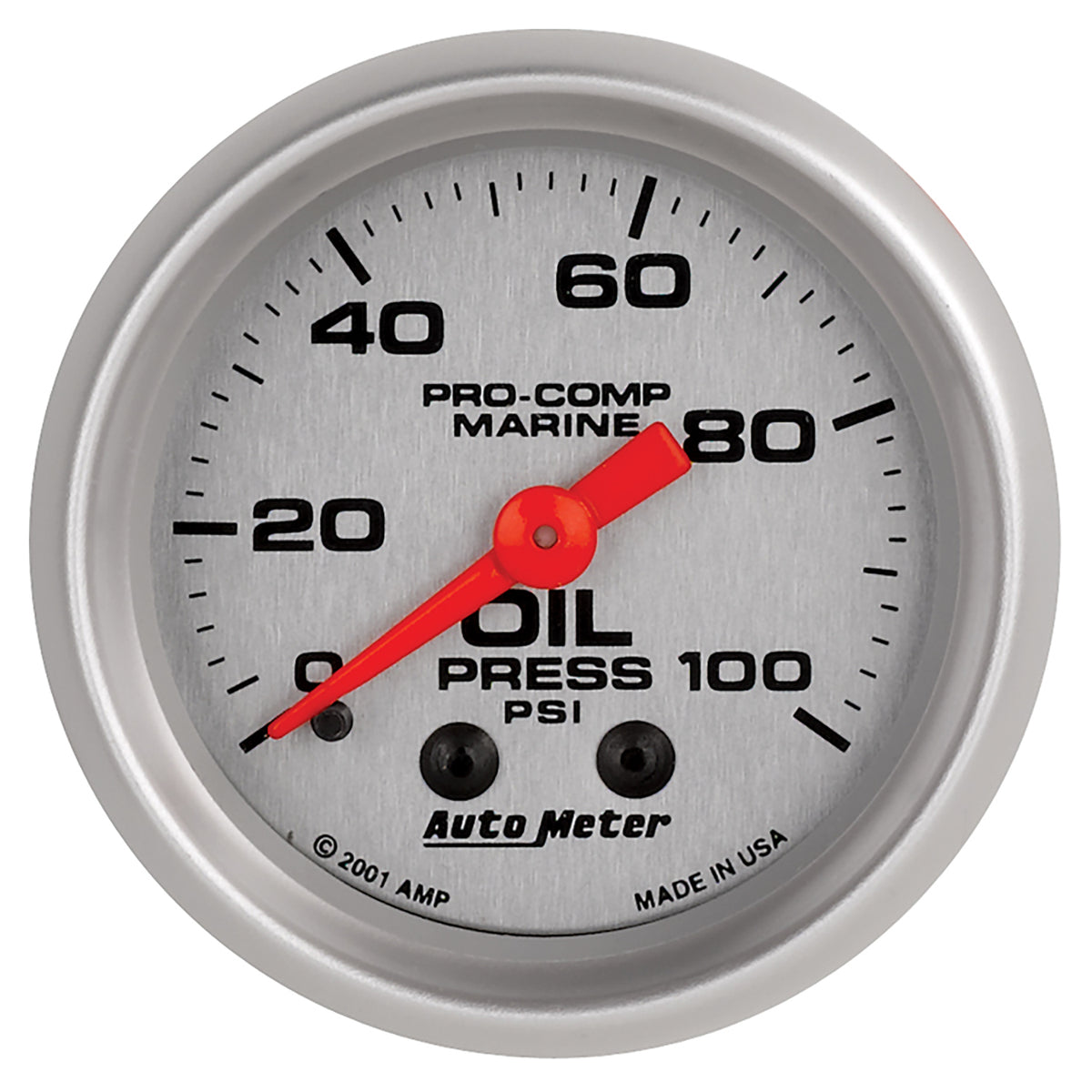 AutoMeter 200790-33 - GAUGE, OIL PRESSURE, 2 1/16", 100PSI, MECHANICAL, MARINE SILVER 3