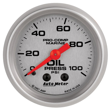 AutoMeter 200790-33 - GAUGE, OIL PRESSURE, 2 1/16", 100PSI, MECHANICAL, MARINE SILVER 3